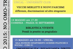 Settimana contro l’omotransfobia: gli eventi organizzati da Arcigay a Cosenza per la ricorrenza del 17 Maggio.