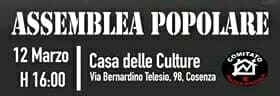 Cosenza, centro storico: assemblea popolare alla Casa delle Culture